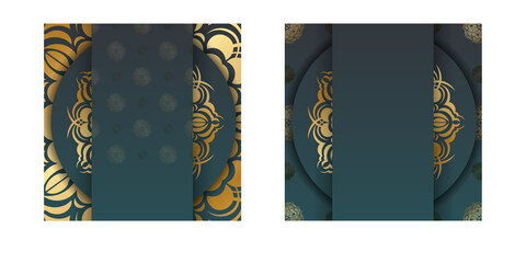 Gradient green gradient brochure with Greek gold pattern prepared for typography.