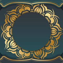 Green gradient brochure with Greek gold ornaments for your brand.