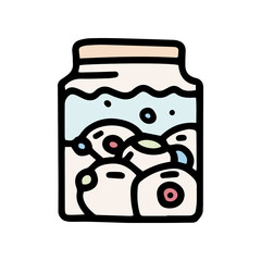 jar with eyes color vector doodle simple icon