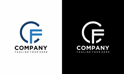 Initial letter cf or fc logo vector design template.cf and fc letter logo design.on a black and white background.