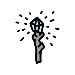 crystal staff color vector doodle simple icon