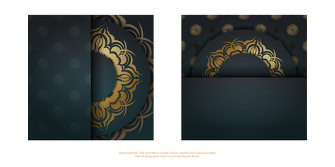 Green gradient flyer with abstract gold ornament for your congratulations.