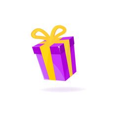 holiday gift with gold ribbon. vector illustration