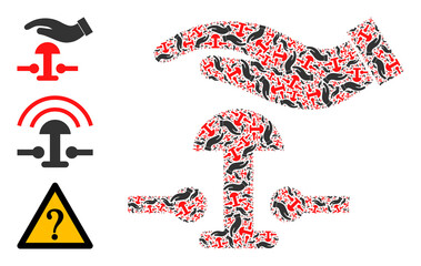 Itself recursive mosaic press alarm button. Vector press alarm button mosaic is formed from repeating recursive press alarm button parts. Flat design.