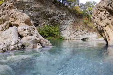 natural sulphurous water springs of the Vurghe, in the Marche region
