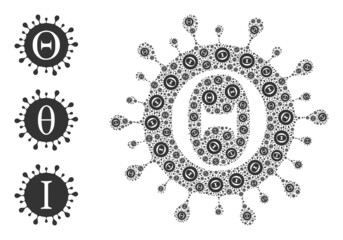 Itself recursive collage Tetta coronavirus. Vector Tetta coronavirus collage is organized of random itself Tetta coronavirus pictograms. Flat illustration.