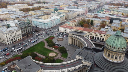 Fototapeta premium Kazan Cathedral aerial view east side, Saint Petersburg, Russia