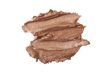 Macro photography of the cosmetic highlighter with shimer.Isolated on white swatch.