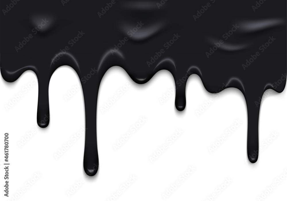 Poster vector border with flowing black oil. abstract glossy texture. dripping dark paint background for pa