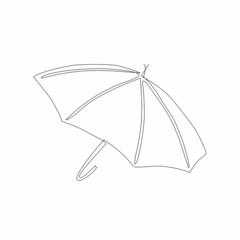 Abstract umbrella in one line art drawing style. Black line sketch on white background. Vector illustration. Art design for prints, posters, clothes.