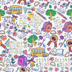 Back To School Seamless Pattern for party, anniversary, birthday. Design for banner, poster, card, invitation and scrapbook