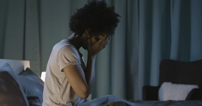 Depressed woman suffering from insomnia