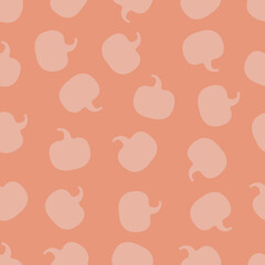 Seamless pattern with pumpkins silhouette on orange background. Halloween holiday. Vector illustration for wallpaper, wrapping paper and fabrics textile.