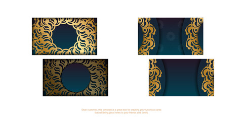 Gradient green business card with abstract gold pattern for your contacts.