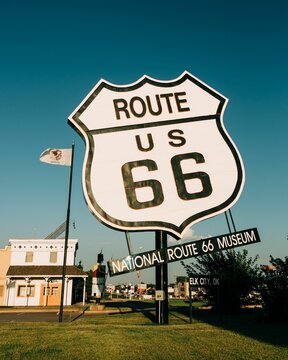 Route 66 Sign At The National Route 66 Museum In Elk City, Oklahoma