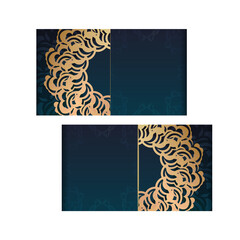 Green Gradient Greeting Flyer with Luxurious Gold Pattern typography prepared.