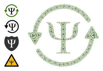 Itself fractal collage mental recovery. Vector mental recovery collage is done of randomized fractal mental recovery icons. Flat design.