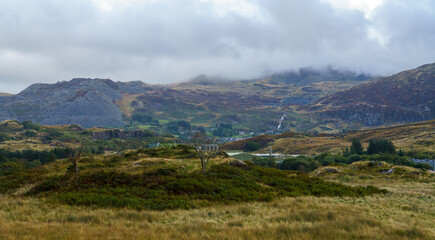 view from the Tanygrisiau reservoir at Tanygrisiau, Blaenau Ffestiniog Wales UK