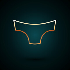 Gold line Men underpants icon isolated on dark blue background. Man underwear. Vector
