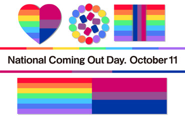   National Coming Out Day. October 11th. Graphics with these motifs. background-landscape. Transparent background of the vector.