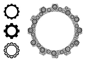 Itself fractal collage gear. Vector gear collage is done from scattered fractal gear elements. Abstract illustration.