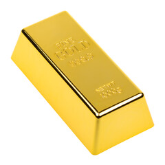 Golden bar, precious metal ingot isolated on white background