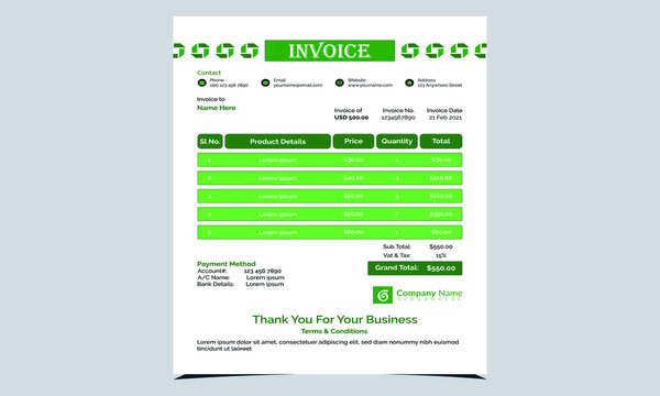 Invoice Design Template with Creative Designs