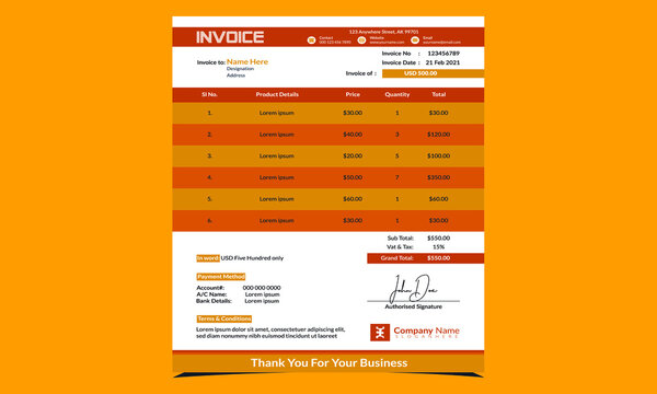 Invoice Design Template with Creative Designs