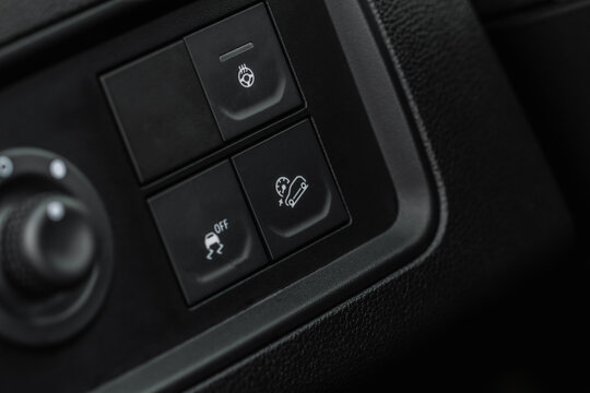 Hill descent control HDC button. Hill mode descent controler. Driver-assistance system.