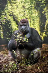 big silverback in the jungle