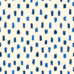 Grunge style seamless pattern. Repeated dash line motif. Modern minimal geometric surface print. Freehand brush texture