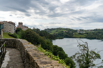 View of the city of San Vicente de la Barquera in Cantabria, Spain 