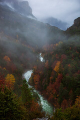 Fototapeta premium fog in the mountains, Ordesa National Park, Spain 