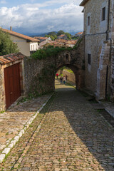 Street in San Vicente de la Barquera in Cantabria, Spain 