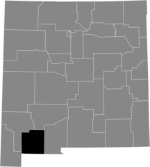 Black highlighted location map of the Luna County inside gray map of the Federal State of New Mexico, USA