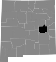 Black highlighted location map of the De Baca County inside gray map of the Federal State of New Mexico, USA - obrazy, fototapety, plakaty