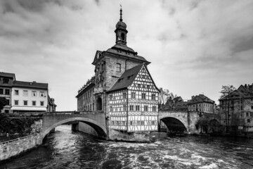Town hall on the bridge in the Old town of Bamberg