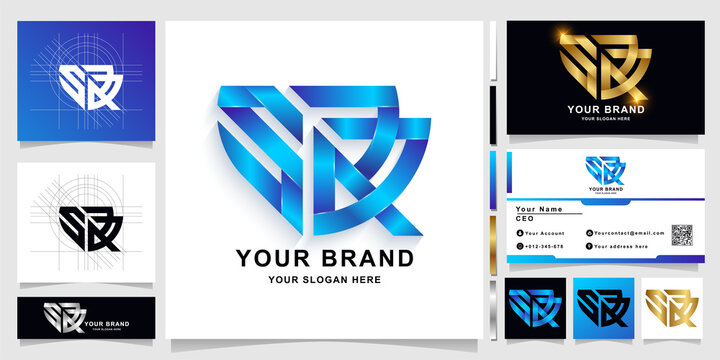 Letter SRA or SRR monogram logo template with business card design