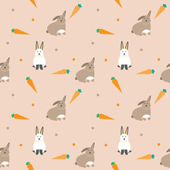 rabbit and carrot cute fabric seamless cute pattern