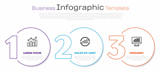 Set line Financial growth, Graph chart infographic and Monitor with. Business infographic template. Vector