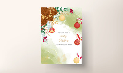 beautiful hand drawing floral merry Christmas card design