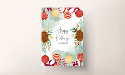 beautiful hand drawing floral merry Christmas card design