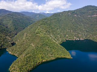 Aerial view of Vacha (Antonivanovtsi) Reservoir, Bulgaria
