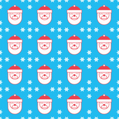 Christmas simple background with Santa faces. Geometric mosaic, decorative texture for wrapping paper, wallpaper, textile, fabric, gift packaging