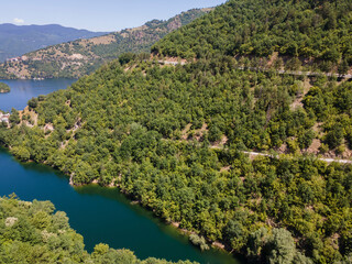 Aerial view of Vacha (Antonivanovtsi) Reservoir, Bulgaria