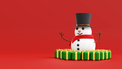 Snowman with gift box