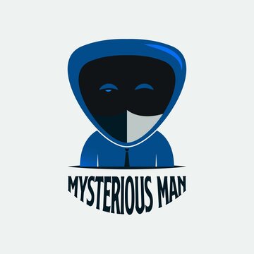 Mysterious Hooded Man Like Assassin Mascot Logo. Cute and funny mysterious man illustration. Emblem for streamer gamer, esports activity, or detective logo