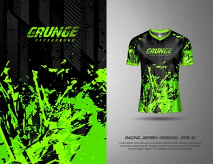 Tuinposter T shirt with texture grunge sports abstract background for extreme jersey team, racing, cycling, football, gaming, backdrop wallpaper © hasfungraphic