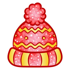 Christmas hat drawing sticker for winter season