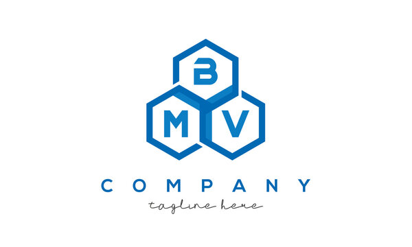 BMV three letters creative polygon hexagon logo
